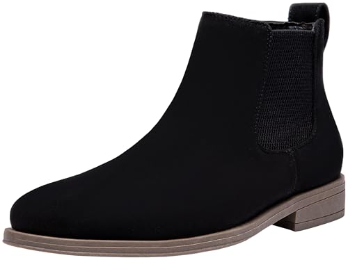 Jousen Herren Chelsea Boots Casual Wildleder Herbst Stiefeletten Einfacher Stil Stiefel für Männer, Schwarzes Wildleder, 43 EU von Jousen