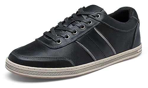 Jousen Herren Leder Mode Sneakers Retro Kleid Business Casual Schuhe für Herren, Amy5121-black, 42.5 EU von Jousen