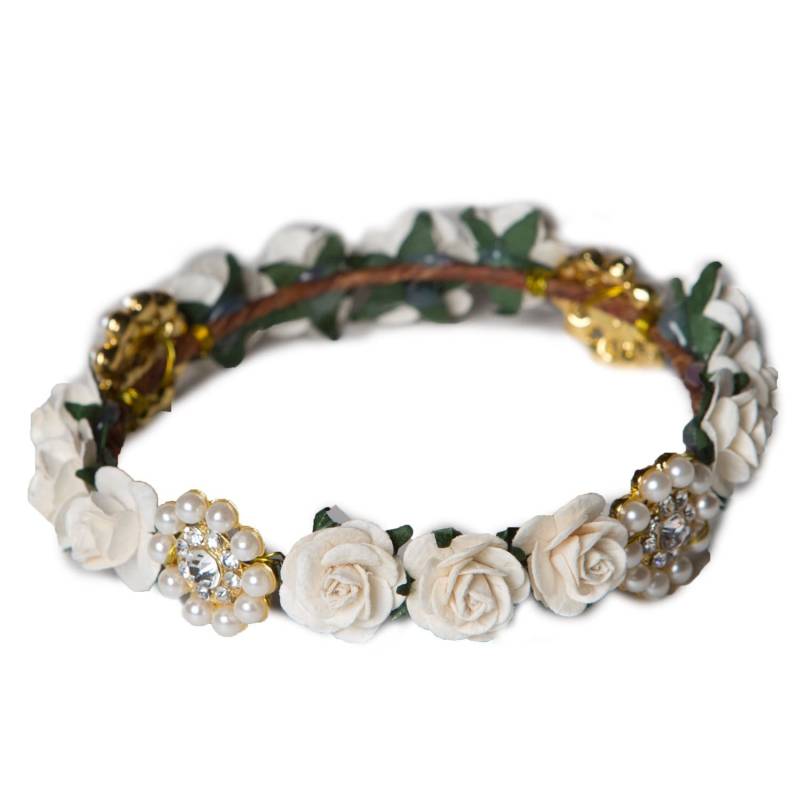 Blumenkrone-Halo-Kranz-Stirnband Mit Vergoldeten Oder Versilberten Perlen - Und Strassbroschen Blumenkrone-Halo-Kranz-Stirnband Mit Vergoldeten Oder Versilberten Perlen - Und Strassbroschen von JovanJane