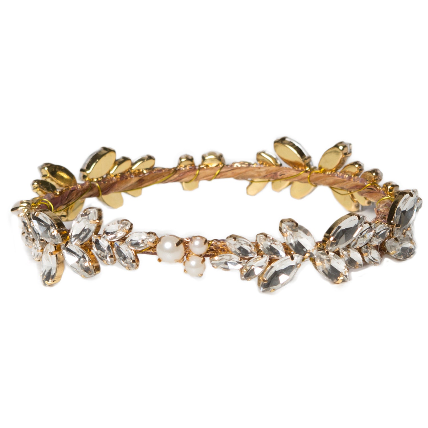 Gold Oder Silber Kristall Strass Und Perlen Krone von JovanJane