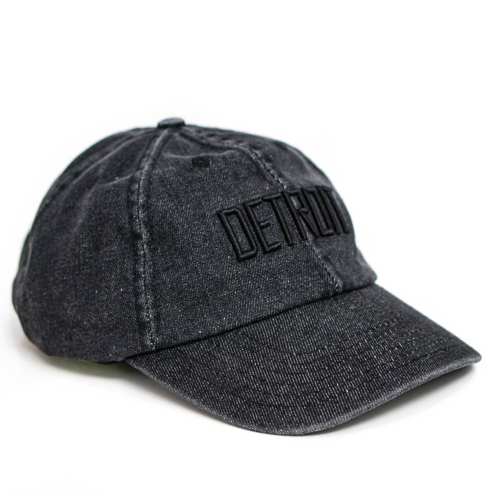 Schwarze Detroit Snapback Mütze Aus Gewaschenem Denim von JovanJane