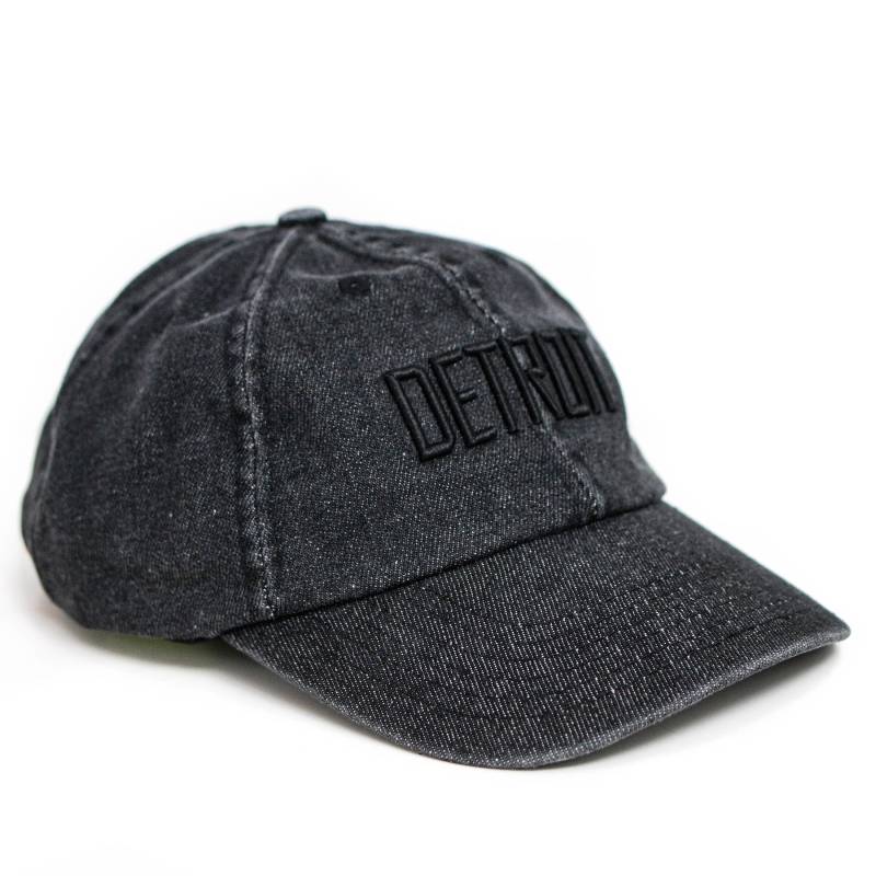 Schwarze Detroit Snapback Mütze Aus Gewaschenem Denim von JovanJane