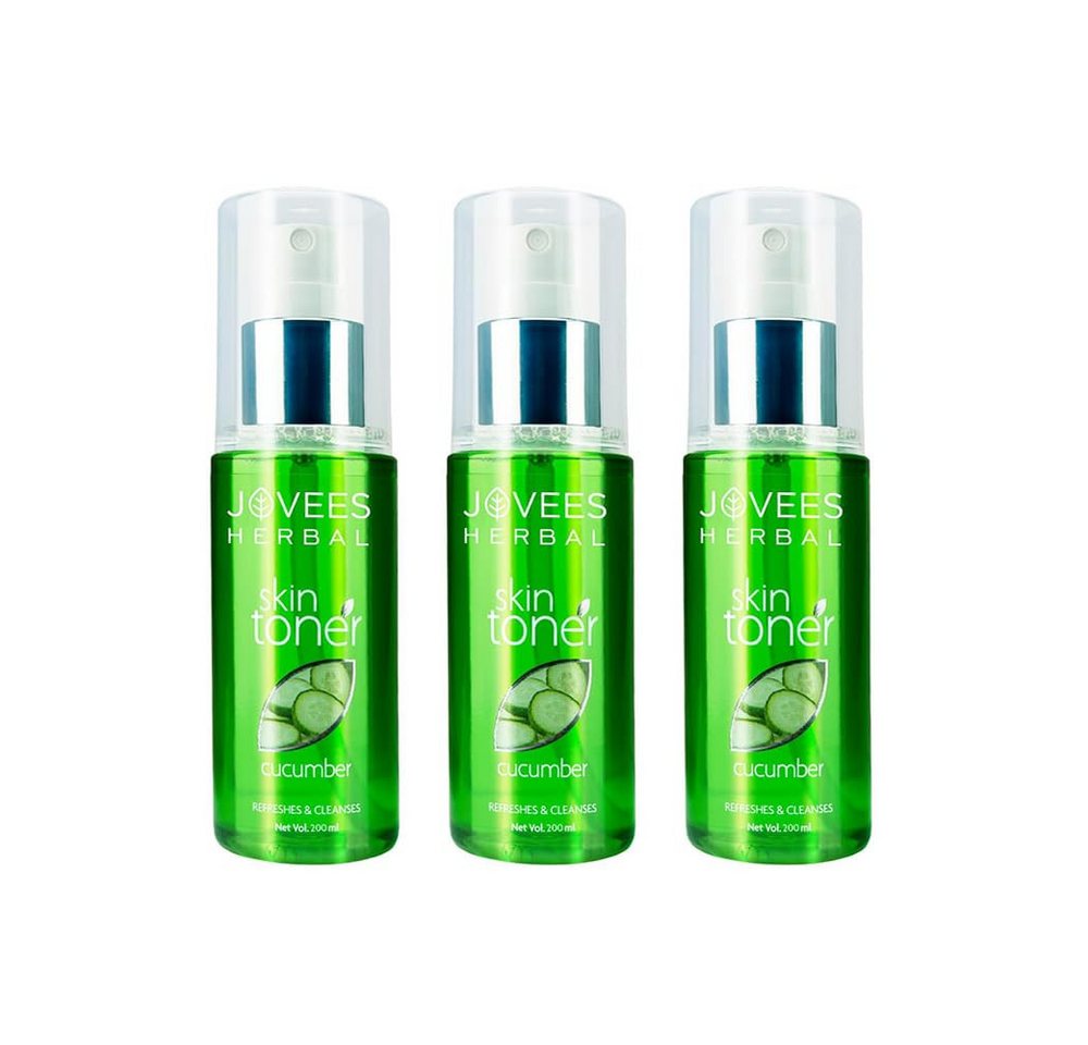 Jovees Gesichtsmaske Herbal Cucumber Skin Toner, Toner für fettige & akneanfällige Haut Porenstraffung, 100% natürlich, 3-tlg., Cucumber toner & astringent refreshes, tones & maintains moisture von Jovees