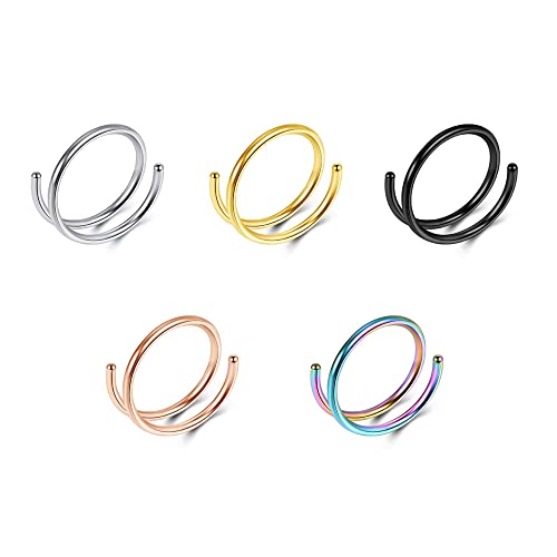 Jovivi 5 Stück Nasenring Piercing Edelstahl Nase Ring Doppelt Spiral Hoop Lippe Ohr Tragus Helix Piercingschmuck Frauen von Jovivi