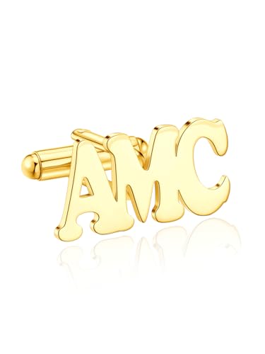 Jovivi 1 Paar Personalisierte Manschettenknöpfe Herren Manchettenknoepfe Edelstahl Cufflinks mit Namen Initialen Datum Gravur Manschettenknöpfe für Männer Hochzeit Bräutigam Jubiläum (Gold) von Jovivi