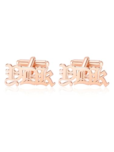 Jovivi 1 Paar Personalisierte Manschettenknöpfe Herren Manchettenknoepfe Edelstahl Cufflinks mit Namen Initialen Datum Gravur Manschettenknöpfe für Männer Hochzeit Bräutigam Jubiläum (Rotgold) von Jovivi