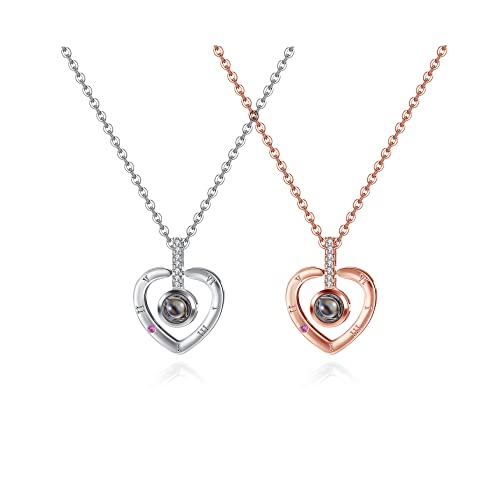 Jovivi 100 Sprachen Ich liebe dich Kette Herz Anhänger Halskette Freundschaftsketten für 2 Charms Schmuck Damen Freundschafts Geschenk von Jovivi