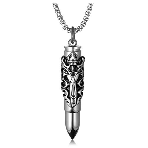 Jovivi Edelstahl Asche Urne Drache Anhänger Patrone Form Pendant Kette Halskette für Herren Memorial Schmuck Geschenk von Jovivi