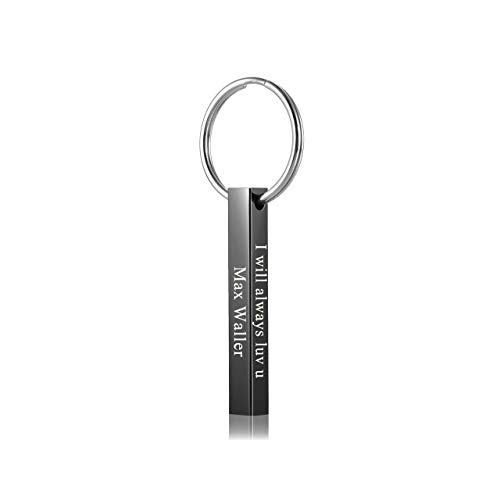 Jovivi Edelstahl Mini Quader Schlüsselanhänger mit Kundenspezifische Gravur Name Schlüsselring Keychain Partner Freunde Geschenke von Jovivi