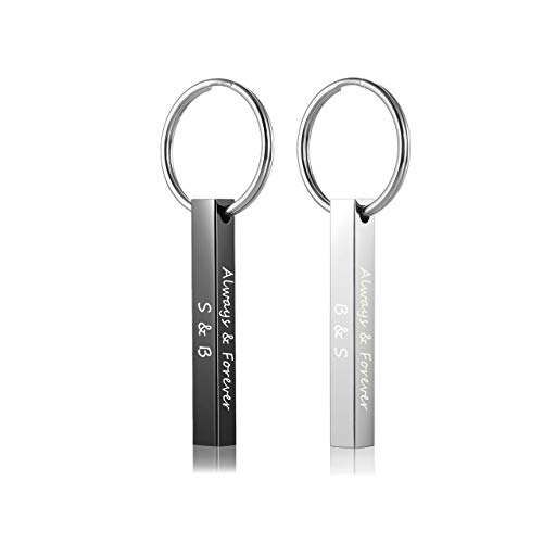 Jovivi Edelstahl Mini Quader Schlüsselanhänger mit Kundenspezifische Gravur Name Schlüsselring Keychain Partner Freunde Geschenke von Jovivi