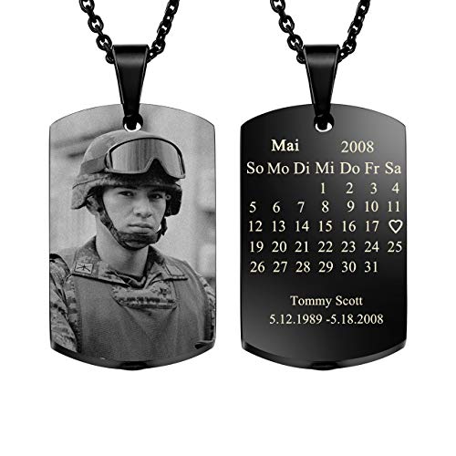 Jovivi Edelstahl Personalisierte Urne Kette mit Bild Asche Anhänger mit Kalender Foto Gravur Memorial Schmuck Damen Herren von Jovivi