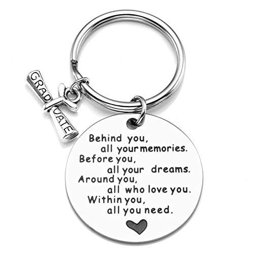 Jovivi Edelstahl Schlüsselanhänger mit Diplom Anhänger Schlüsselring Graduation Schlüsselanhänger Inspirierend Keychain Abschluss Geschenk von Jovivi