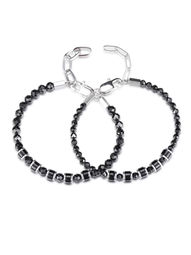 Jovivi Edelstein Partnerarmbänder Pärchen Armband 6mm Naturstein Perlenarmbänder Freundschaftsarmband für Herren Damen Beste Freundin Paar Geschenke für Valentinstag Geburtstag Weihnachten von Jovivi