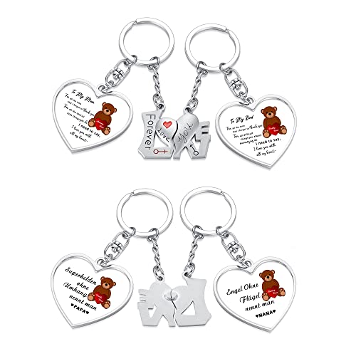 Jovivi LOVE Puzzle Schlüsselanhänger Magnetisch Paar Schlüsselringe für Papa Mama Herz Dogtag Keychain Familie Geschenke von Jovivi