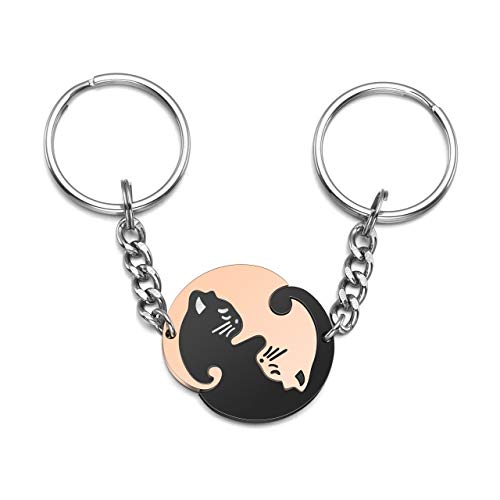 Jovivi Paar Schlüsselanhänger Yin Yang Katze Puzzle Anhänger Liebe Schlüsselring Keychain Partner Freundschafts Geschenke von Jovivi