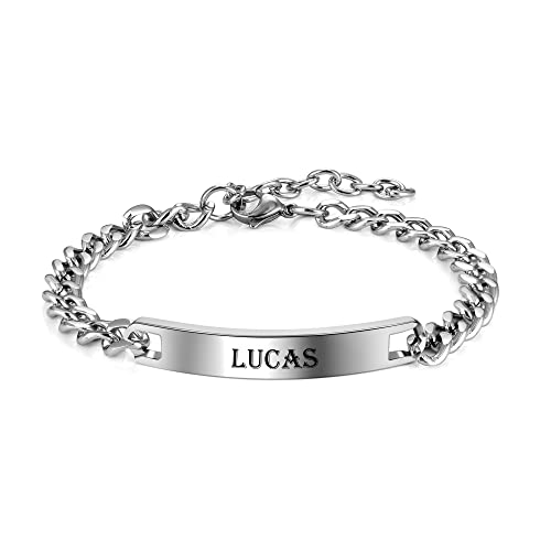 Jovivi Personalisiert Armband mit Gravur Namen ID Partnerarmbänder mit Gravur Herren Armband Freundschaftsarmband Paar Partner Armbänder für Liebe Freunde, Personalisierte Geschenk von Jovivi