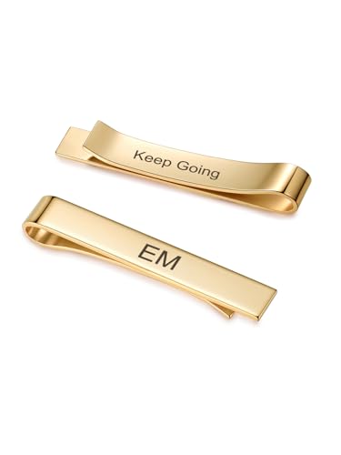 Jovivi Personalisiert Krawattenklammer mit Gravur Anpassen Text Edelstahl Krawattennadel Klassische Herren Krawattenklammer Klassisch hochwertiges Geschenk für Hochzeit, Verlobung, Valentinstag von Jovivi