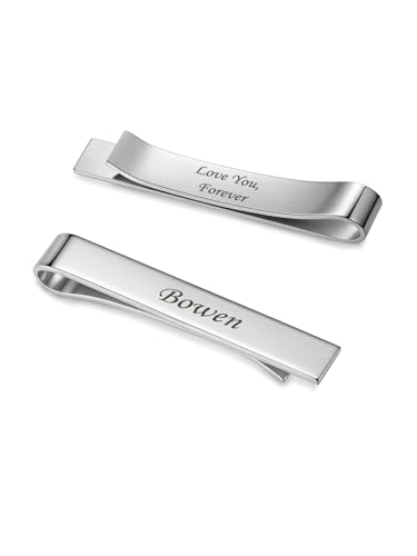 Jovivi Personalisiert Krawattenklammer mit Gravur Anpassen Text Edelstahl Krawattennadel Klassische Herren Krawattenklammer Klassisch hochwertiges Geschenk für Hochzeit, Verlobung, Valentinstag von Jovivi
