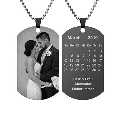 Jovivi Personalisierte Kette mit Bild Dog Tag Anhänger mit Text Foto Gravur Pendant aus Edelstahl Schmuck Damen Herren von Jovivi