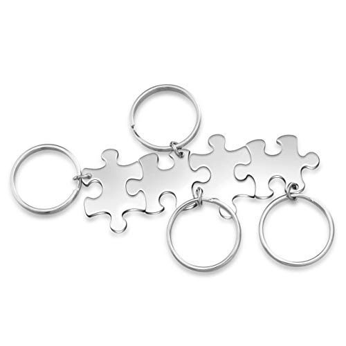 Jovivi Edelstahl Puzzle Schlüsselanhänger für 4 mit Gratis Gravur Freunde Famlie Schlüsselring Keychain Partner Geschenke von Jovivi
