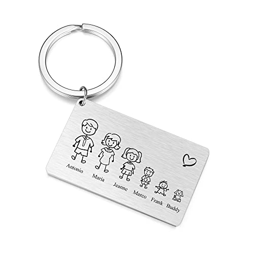 Jovivi Personalisierter Schlüsselanhänger mit Namen Gravur Schlüsselring Keychain aus Edelstahl Familie Geschenk von Jovivi