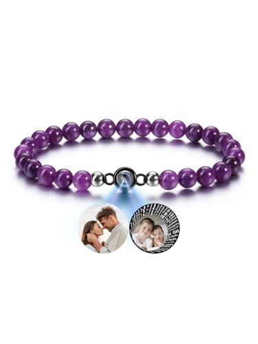 Jovivi Personalisiertes Armband mit Foto Bild Projektion Armband 100 Sprachen Ich liebe dich Armbänder Fotoarmband Personalisierte Geschenke für Herren Damen Geburtstag Valentinstag von Jovivi
