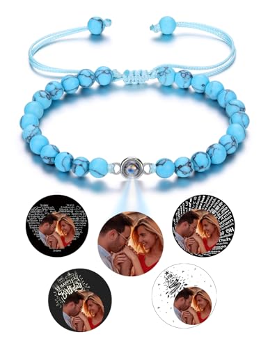 Jovivi Personalisiertes Armband Mit Foto Bild Projektion - 100 Sprachen Ich Liebe Dich Fotoarmband für Herren Damen - Freundschaftsarmbänder Personalisierte Geschenke (Synthetische Türkis) Jovivi Personalisiertes Armband Mit Foto Bild Projektion - 100 Sprachen Ich Liebe Dich Fotoarmband für Herren Damen - Freundschaftsarmbänder Personalisierte Geschenke (Synthetische Türkis) von Jovivi