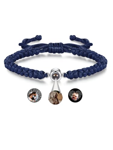 Jovivi Personalisiertes Armband mit Foto Partner Armbänder Bild Projektion Armband Fotoarmband Freundschaftsarmbänder Personalisierte Geschenk für Freundin Paare Männer Frauen (1pcs - Dunkelblau) von Jovivi