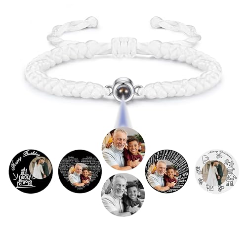 Jovivi Personalisiertes Armband mit Foto Partner Armbänder Bild Projektion Armband Fotoarmband Freundschaftsarmbänder Personalisierte Geschenk für Freundin Paare Männer Frauen (1pcs - Weiß) von Jovivi