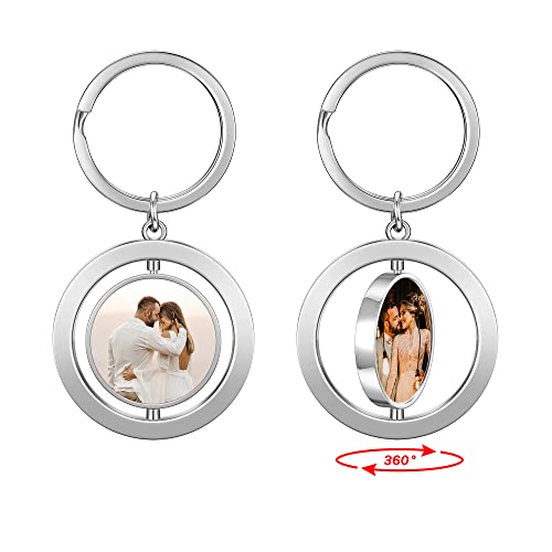 Jovivi Schlüsselanhänger mit Foto Bild Gravur Selbst Gestalten Personalisiert Drehbar Keychain Schlüsselring Taschenanhänger von Jovivi