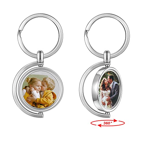 Jovivi Schlüsselanhänger mit Foto Bild Gravur Selbst Gestalten Personalisiert Drehbar Keychain Schlüsselring Taschenanhänger von Jovivi