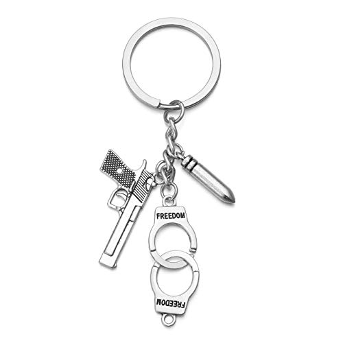 Jovivi Waffe Handschellen Patrone Schlüsselanhänger Legierung Schlüsselring Keychain Polizei Geschenk von Jovivi