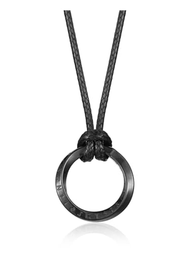 Jovivi Wikinger Rune Halskette Herren Punk Kunstleder Kette mit Rune Anhänger Mobius Anhänger Kette Edelstahl ausgehöhlt Amulett heidnischen Schmuck Geschenke für Männer Frauen (Schwarz) von Jovivi
