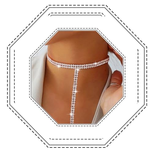 Jovono Boho-Kristall-Halskette, goldfarbene Strass-Halsketten, Party-Anhängerkette für Frauen und Mädchen von Jovono