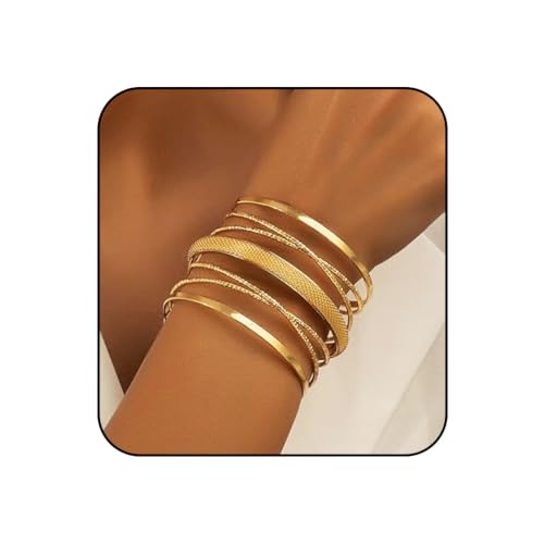 Jovono Boho-Hohl-Manschettenarmband, goldfarben, geschichtete Armreifen, gewickeltes Linien-Design, Hand-Armreif, Schmuck, 1 Stück für Damen Jovono Boho-Hohl-Manschettenarmband, goldfarben, geschichtete Armreifen, gewickeltes Linien-Design, Hand-Armreif, Schmuck, 1 Stück für Damen von Jovono