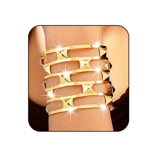 Jovono Boho Hollow Cuff Bracelet Gold Layered Bangle Bracelets Chunky Design Hand Bangle Jewelry 1stk für Damen von Jovono