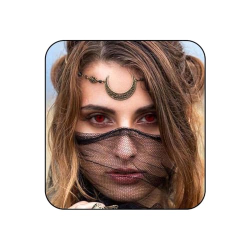 Jovono Boho Kopf Kette mit Kristall und ausgehöhlten dekorativen Muster Kopfschmuck Mode Haarschmuck für Frauen und Mädchen (Bronze + Gelb) von Jovono