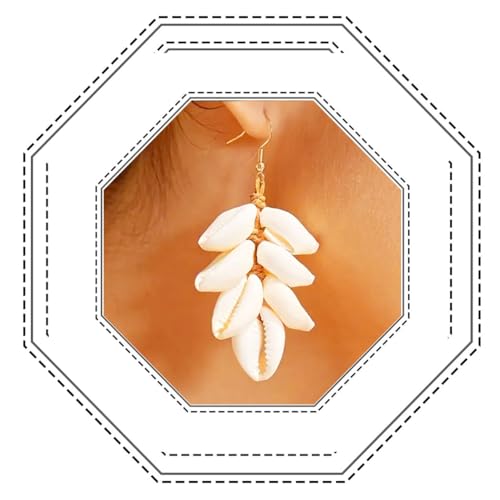 Jovono Boho-Muschel-Ohrringe, Blattform, baumelnder Ohrring, Conch, Strandohr-Zubehör für Frauen, / von Jovono