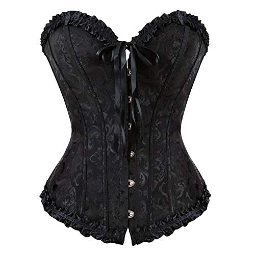 Jovono Damen Taille Korsett Schwarzer Spitzen-Taillengürtel Damen Gothic Korsetts Nachtclub Bustiers Spitze Sexy Unterbrust Taille Training Bustiers (S) von Jovono