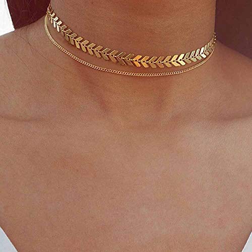 Jovono Fashion Fish Bone Choker-Halskette für Geburtstag Freundschaft Schmuck Muttertagsgeschenk (Gold) von Jovono