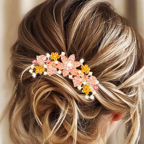 Jovono Haarkamm mit Strass-Blume für die Braut zur Hochzeit, goldene Kristalle, Haarteile für die Braut, Vintage-Haar-Accessoires für Frauen (Champagner) von Jovono