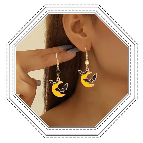 Jovono Halloween-Ohrringe, Fledermaus-Kürbis-Tropfen-Ohrringe, Hexenhut, Geister-Schädel baumelnde Ohrringe für Frauen, / Jovono Halloween-Ohrringe, Fledermaus-Kürbis-Tropfen-Ohrringe, Hexenhut, Geister-Schädel baumelnde Ohrringe für Frauen, / von Jovono