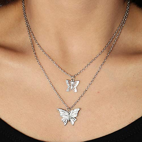 Jovono Mehrlagige Schmetterlings-Halsketten, modische Choker-Halskette, Schmuck für Frauen und Mädchen (Silber) von Jovono