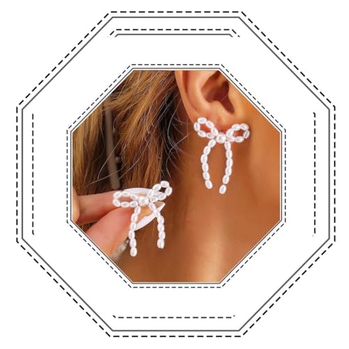 Jovono Perlenschleifenohrringe, Perlenohrring, Schleifenknoten, baumelndes Ohr-Accessoire für Frauen, / von Jovono
