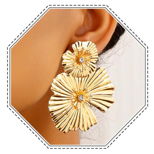 Jovono Punk-Blumen-Ohrringe, goldene übertriebene Creolen, Party-Ohrringe für Frauen und Mädchen von Jovono