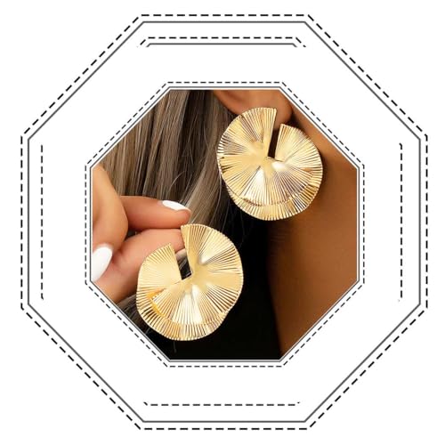 Jovono Punk Geometrische Ohrringe Gold Übertriebene fächerförmige baumelnde Ohrringe Unregelmäßige Creolen für Frauen und Mädchen von Jovono