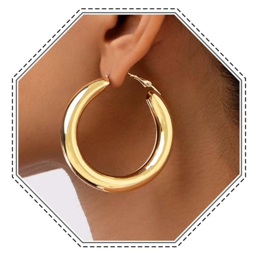 Jovono Punk-Creolen, Gold, extra rund, Party-Ohrschmuck für Damen, Metall von Jovono