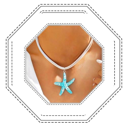 Jovono Seestern-Halskette, Seestern-Halskette, Sommer-Strand-Halsschmuck für Damen (Blau) von Jovono