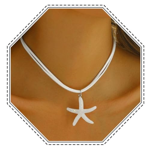 Jovono Seestern-Halskette, Seestern-Halskette, Sommer-Strand-Halsschmuck für Damen (Weiß) von Jovono