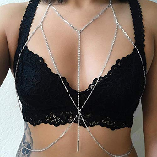 Jovono Sexy Körperkette Bikini Harness Silber Körperschmuck Kette Bar Taille Kette für Frauen und Mädchen(Silber-) von Jovono